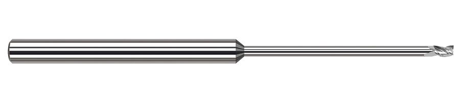 Picture of Harvey Tool 977393 Dia 0.093 LOC 0.1390 OAL3.00 End Mill Standard Flute Standard Helix Carbide Uncoated Single End Square Sharp